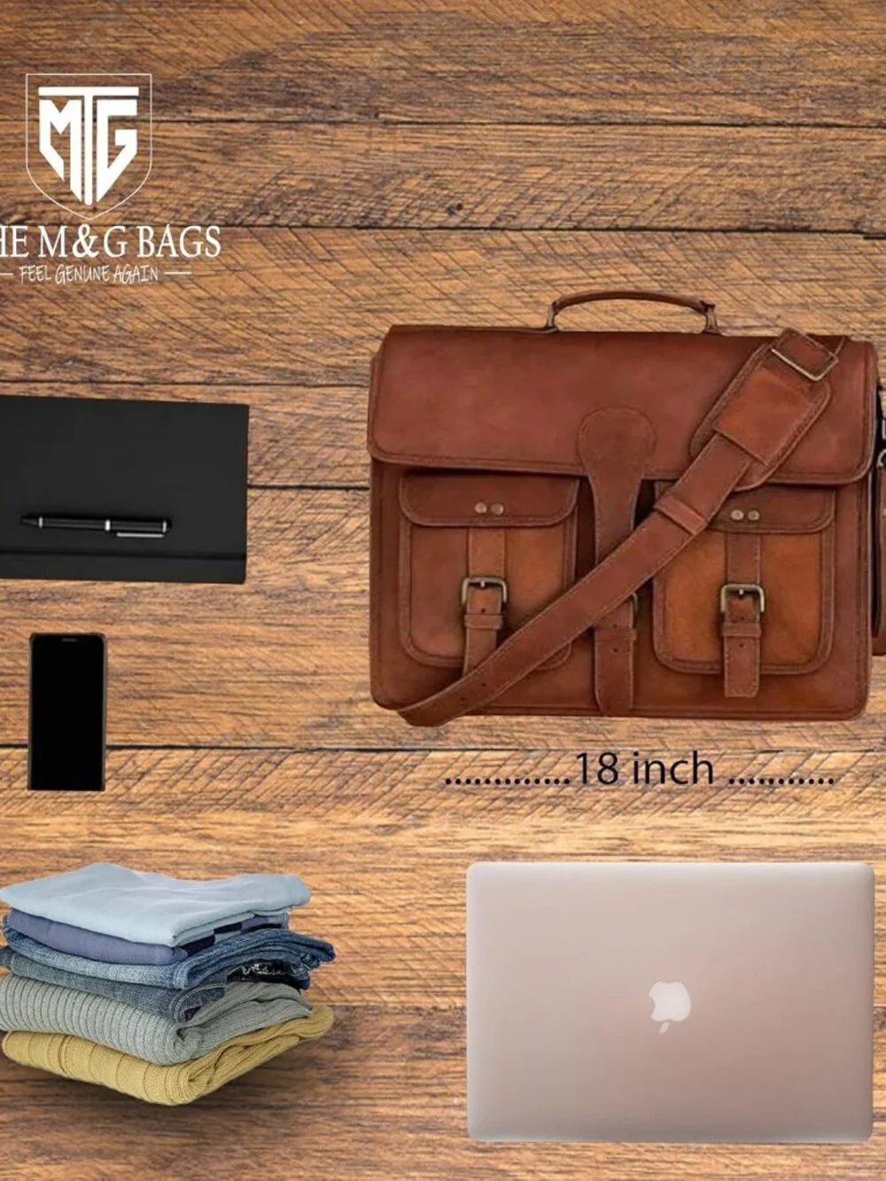 Men's Brown Genuine Leather Vintage Adjustable Strap Stylish Messenger Hand Bag